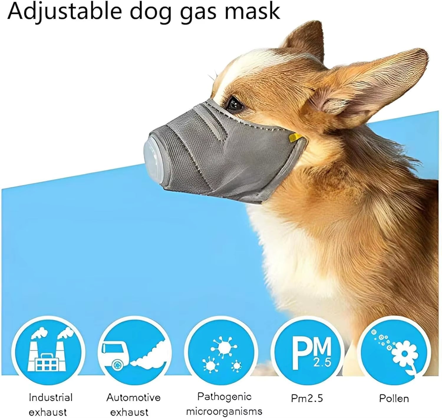 Dog Mask Reusable Breathable Dog Air Filter Mask Adjustable Dog Gas Face Mask Dog Smoke Mask Dog Respirator Mask