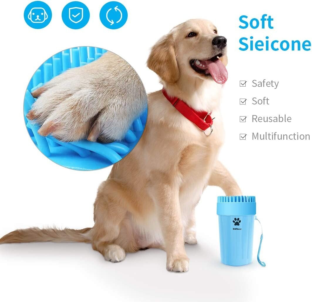 Portable Dog Paw Washer Paw Cleaner Cup Pet Grooming Blue