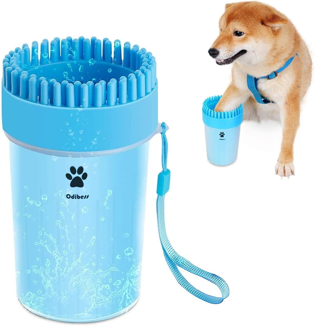 Portable Dog Paw Washer Paw Cleaner Cup Pet Grooming Blue