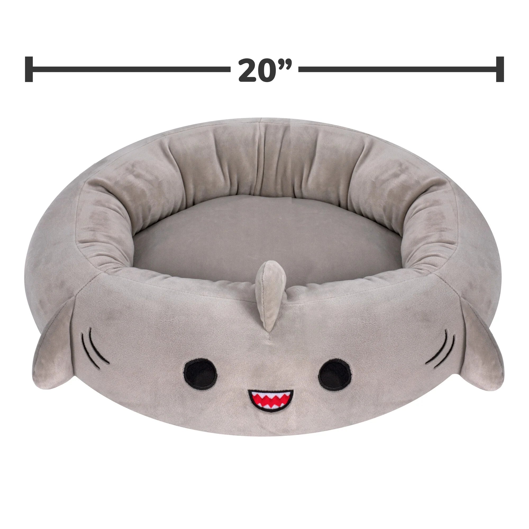 20 Inch Gray Shark Pet Bed - Small Ultra Soft Plush Pet Bed