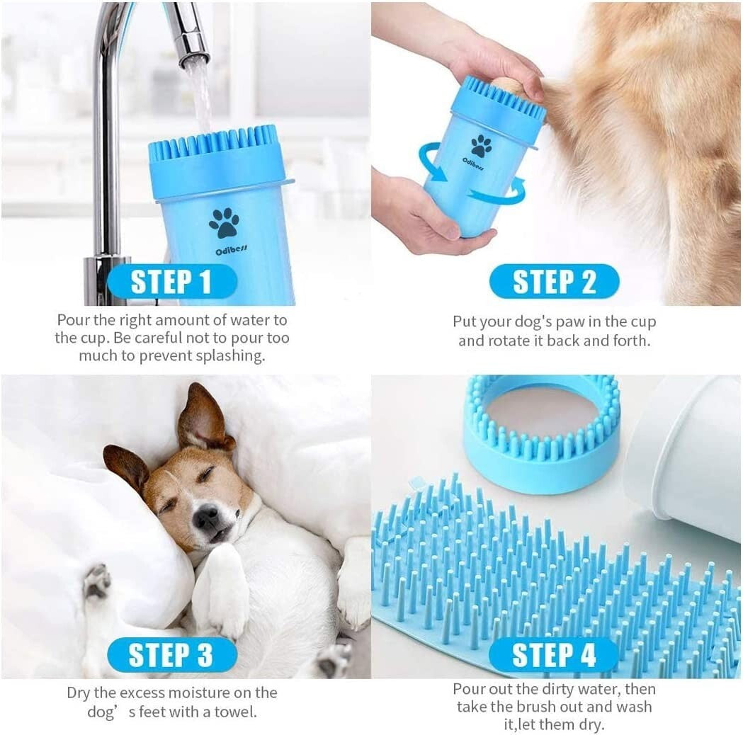 Portable Dog Paw Washer Paw Cleaner Cup Pet Grooming Blue
