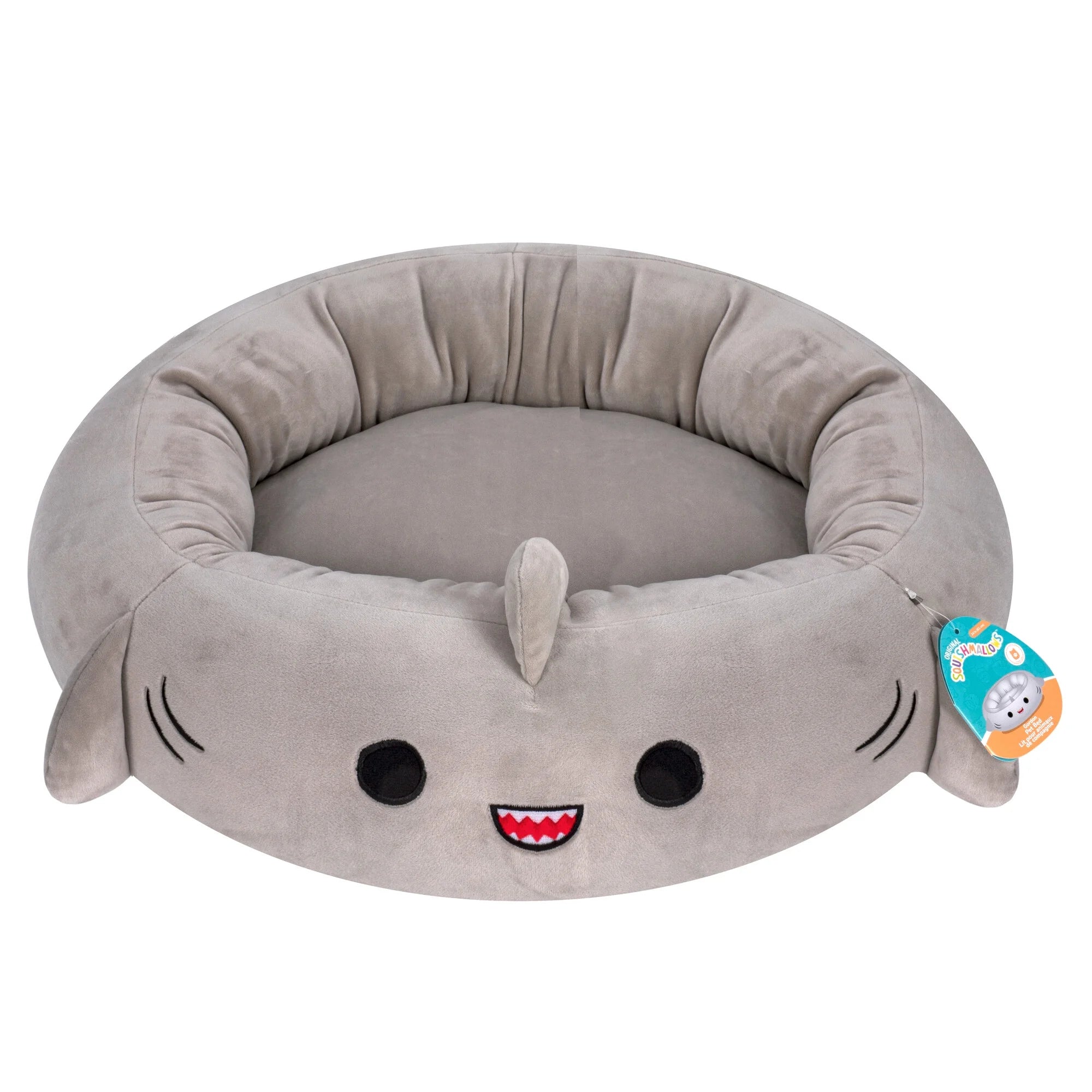 20 Inch Gray Shark Pet Bed - Small Ultra Soft Plush Pet Bed