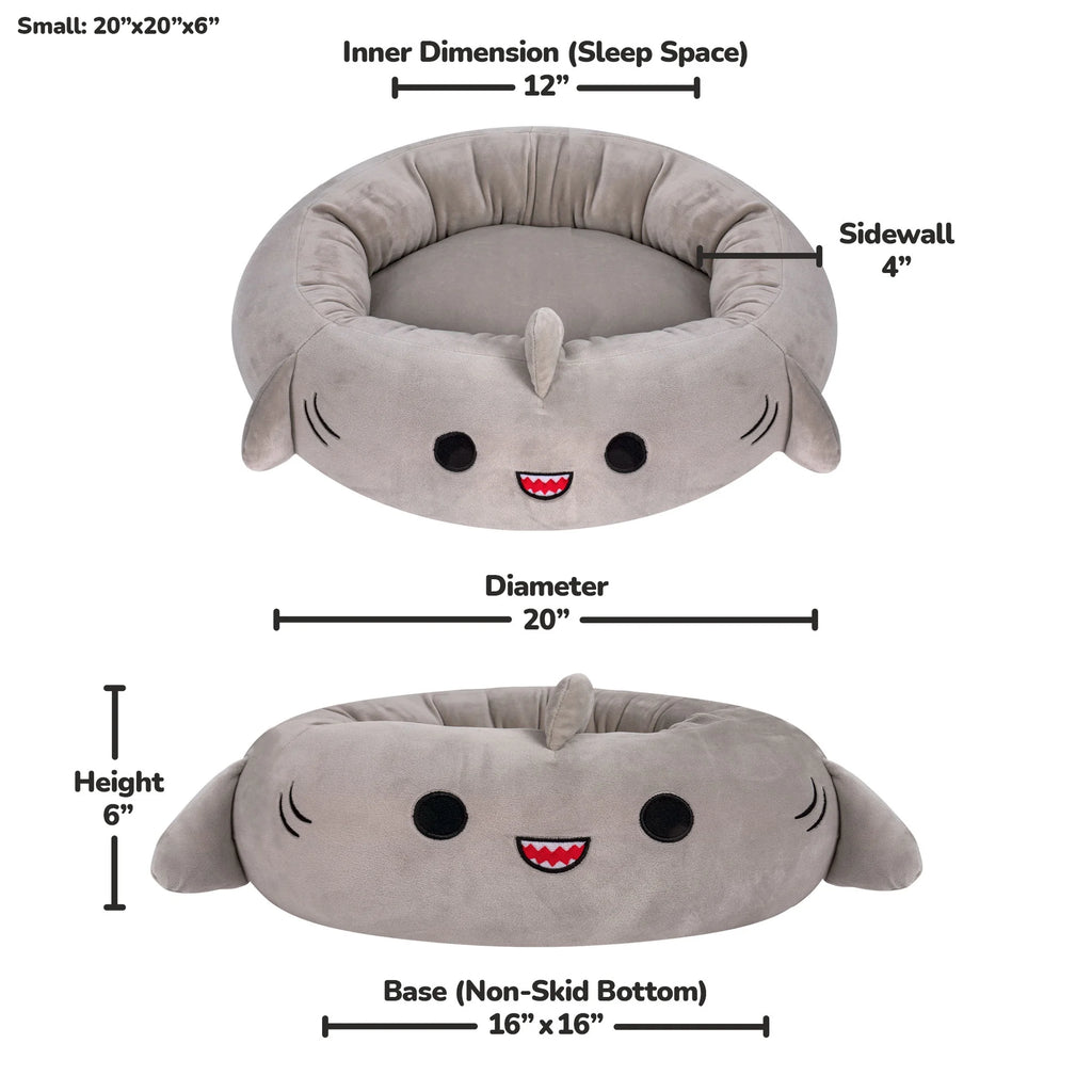 20 Inch Gray Shark Pet Bed - Small Ultra Soft Plush Pet Bed